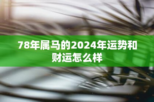 78年属马的2024年运势和财运怎么样