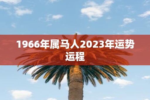 1966年属马人2023年运势运程